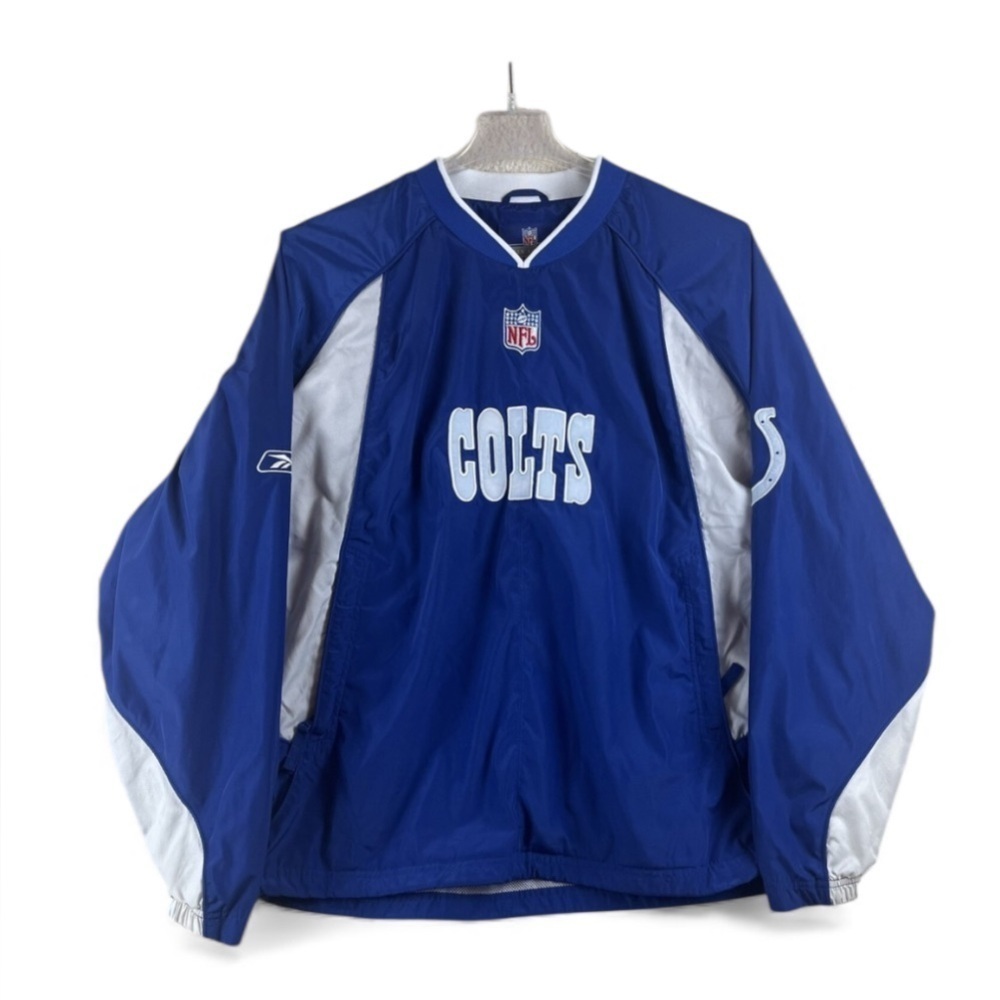 NFL Colts Reebok Windbreaker Jacket Pullover‎ On Field Apparel Mens XL NWOT